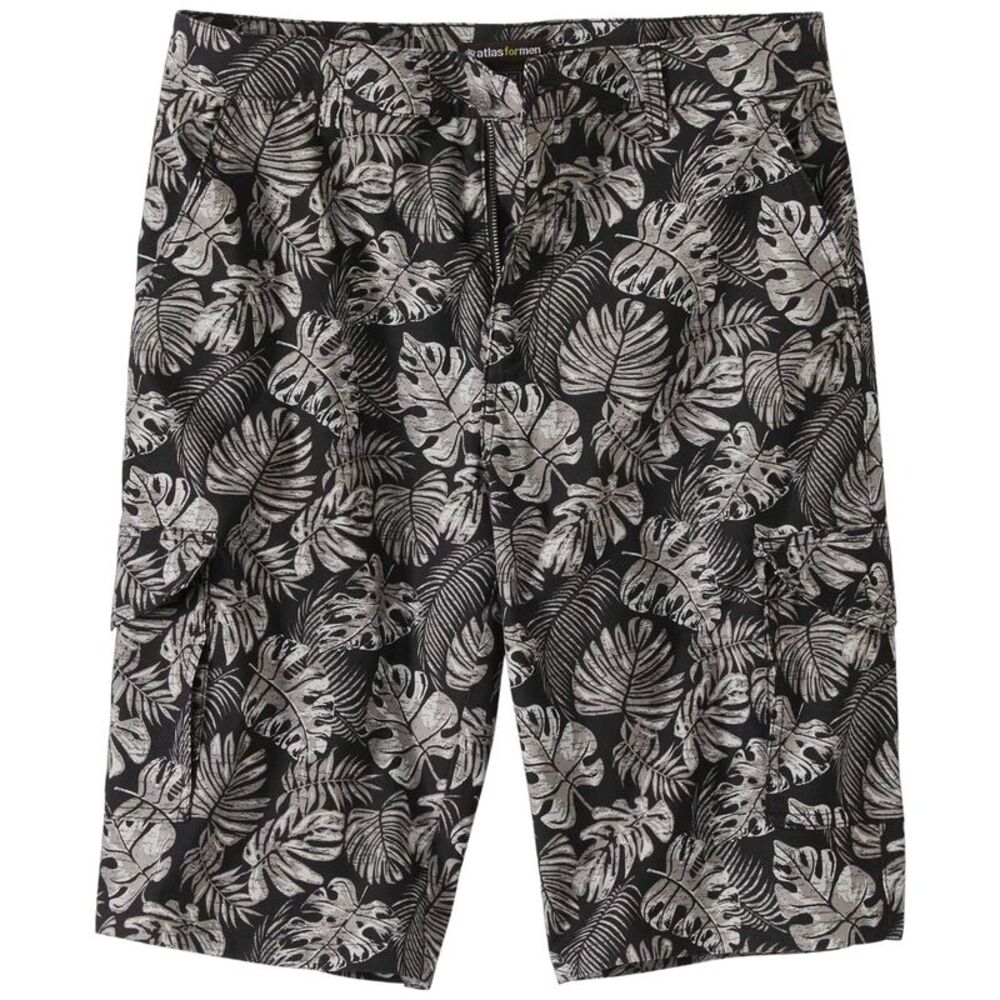 Atlas For Men Mens Palm Print Cargo Shorts / Black